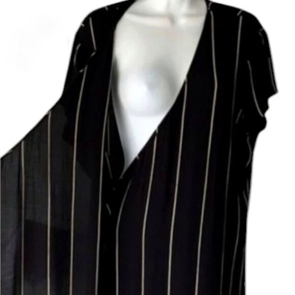 LOFT Wrap Dress with White Stripes and belt - Picture 11 of 15